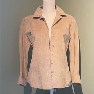 Tan Button-Up Suede Top
